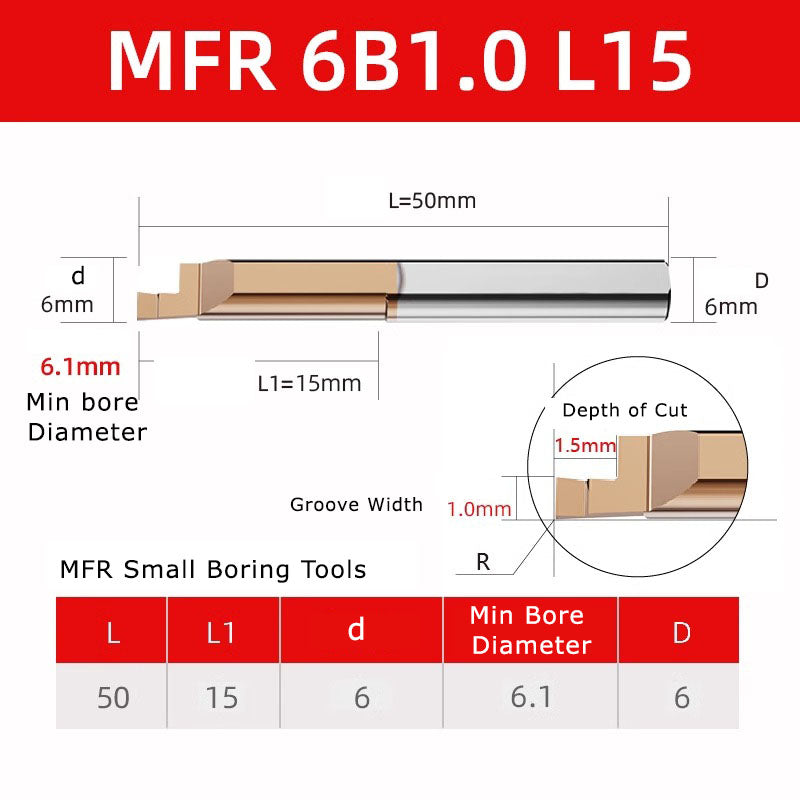 4051 MFR tungsten steel end face slot cutter, small diameter inner hole boring cutter, hard integral alloy small hole end face CNC MFL turning tool holder Shandong Denso Pricision Tools Co.,Ltd.